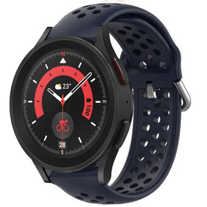 Breathable Silicone Strap, dark blue, on a watch, 3/4 front view