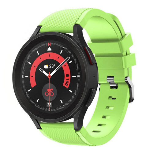 Twill Silicone Strap, light green, on a watch, 3/4 front view