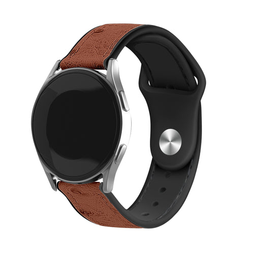 Leather Hybrid Strap, brown, on a watch, 3/4 front view