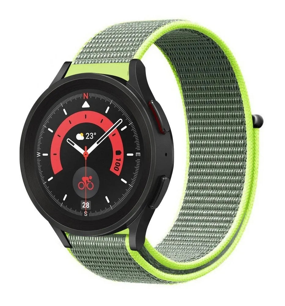 Nylon Strap, fluorescent, on a watch, 3/4 front view