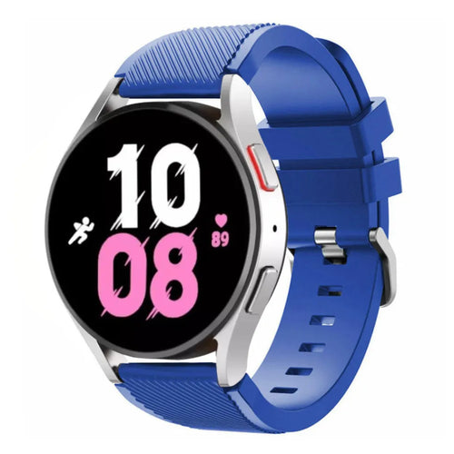 Twill Silicone Strap, blue, on a watch, 3/4 front view