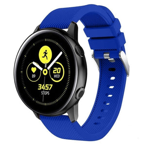 Twill Silicone Strap, blue, on a watch, 3/4 front view