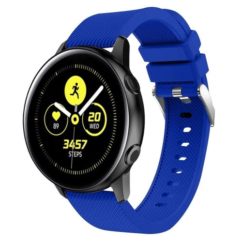 Twill Silicone Strap, blue, on a watch, 3/4 front view