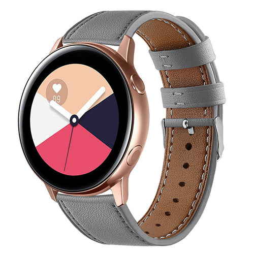 Modern Leather Strap, grey, on a watch, 3/4 front view