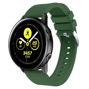 Twill Silicone Strap, army green, on a watch, 3/4 front view