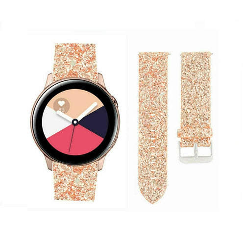 Leather Strap with Glitters, rose gold, on a watch, 3/4 front view