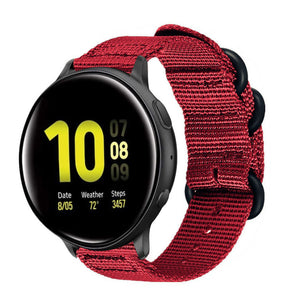Nylon Buckle Strap, red, on a watch, 3/4 front view