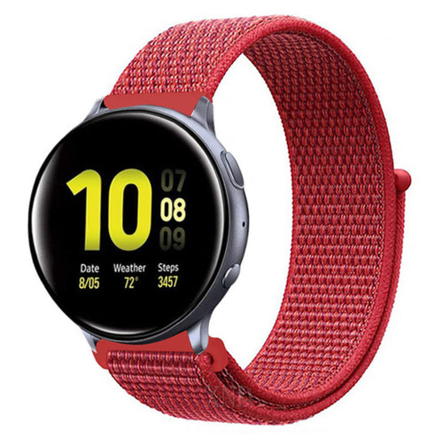 Nylon Strap, red, on a watch, 3/4 front view