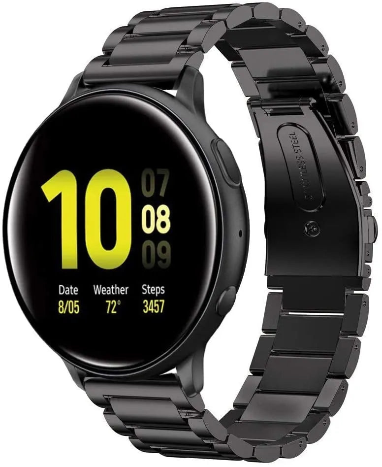 Steel Strap, black, on a watch, 3/4 front view