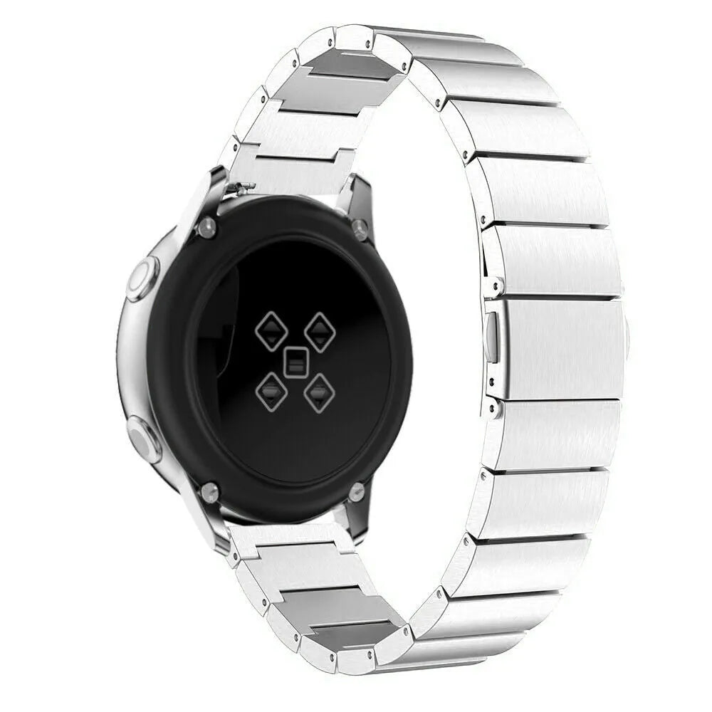 Premium Metal Strap, silver, on a watch, 3/4 front view