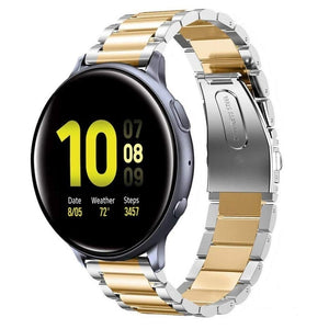 Steel Strap, silver/gold, on a watch, 3/4 front view
