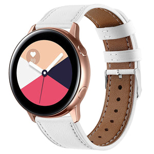Modern Leather Strap, white, on a watch, 3/4 front view