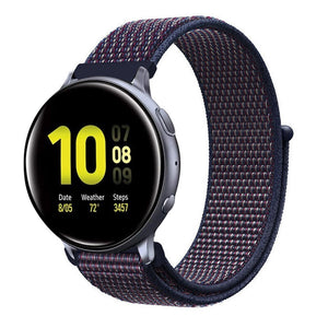 Nylon Strap, indigo blue, on a watch, 3/4 front view