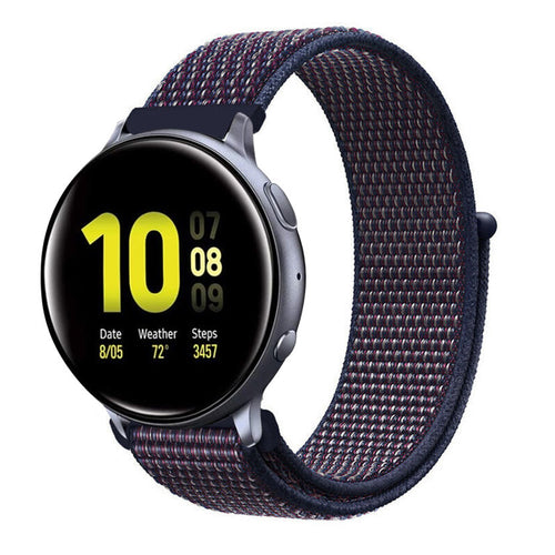 Nylon Strap, indigo blue, on a watch, 3/4 front view