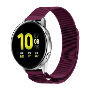 Milanese Strap, purple, on a watch, 3/4 front view