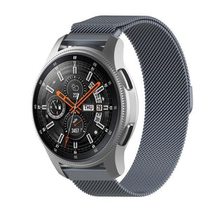 Milanese Strap, space grey, on a watch, 3/4 front view