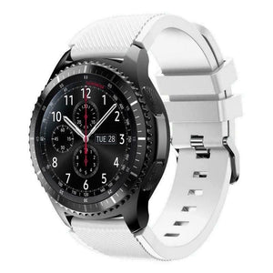 Twill Silicone Strap, white, on a watch, 3/4 front view