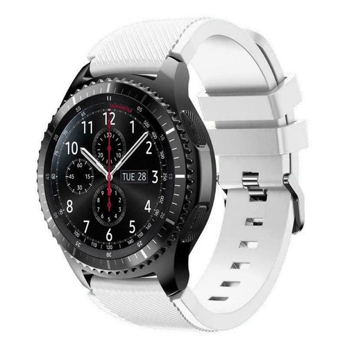 Twill Silicone Strap, white, on a watch, 3/4 front view