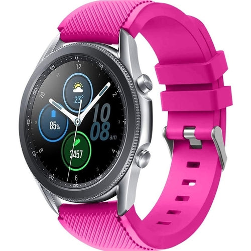 Twill Silicone Strap, bright pink, on a watch, 3/4 front view