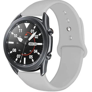Silicone Sport Strap, grey, on a watch, 3/4 front view