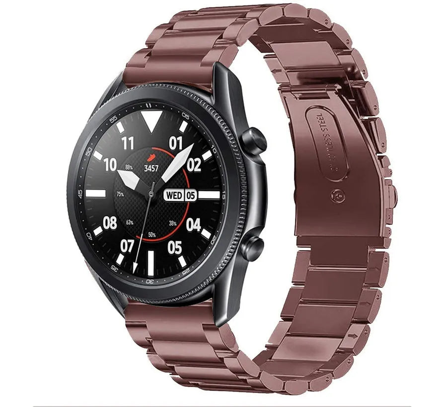 Steel Strap, bronze, on a watch, 3/4 front view