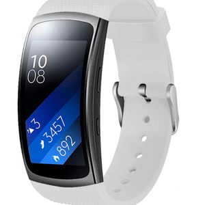 Silicone Strap, white, on a watch, 3/4 front view