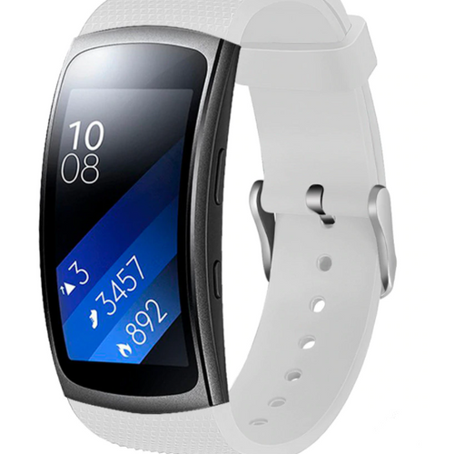 Silicone Strap, white, on a watch, 3/4 front view
