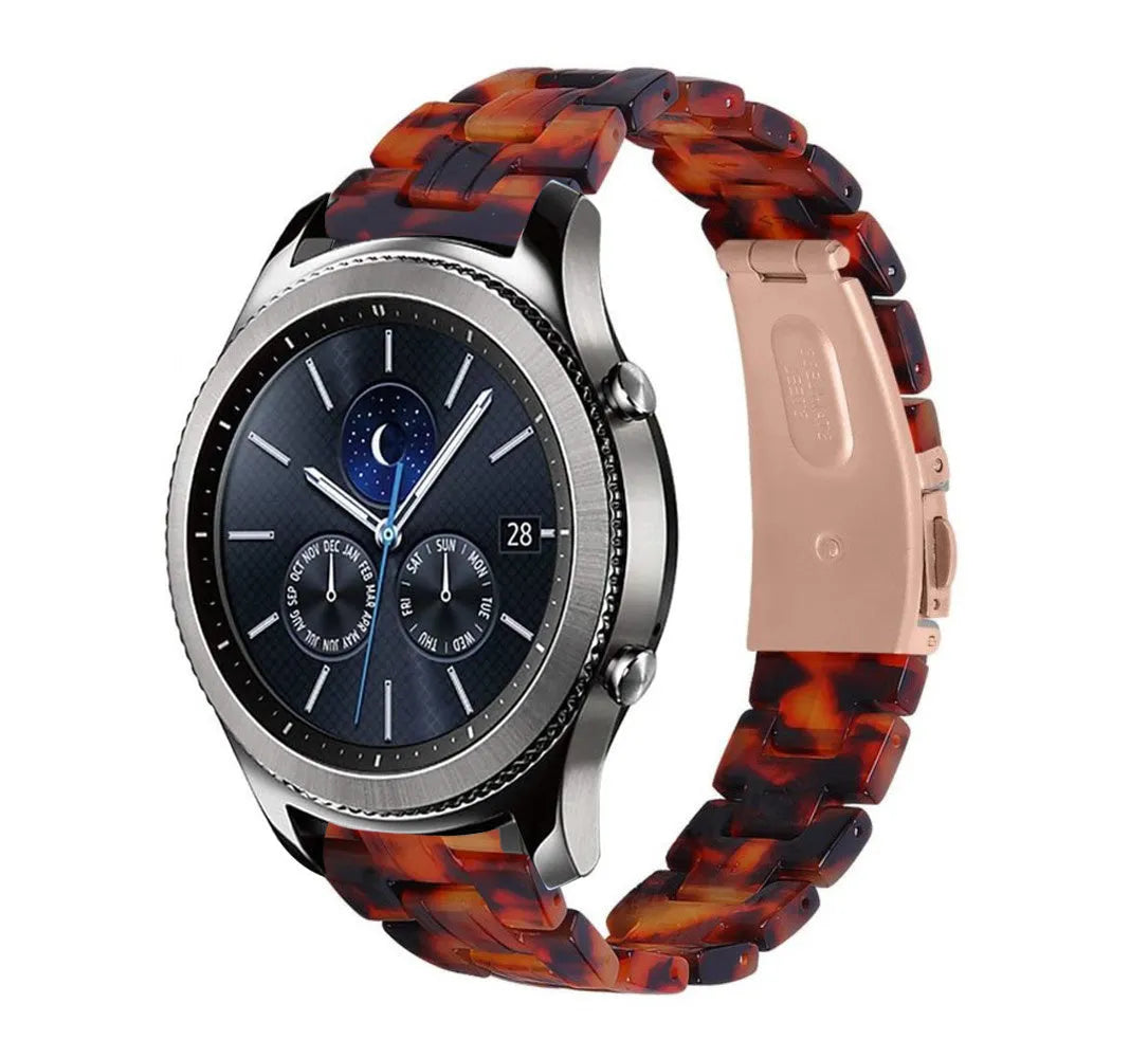 Metal Resin Strap, lava, on a watch, 3/4 front view