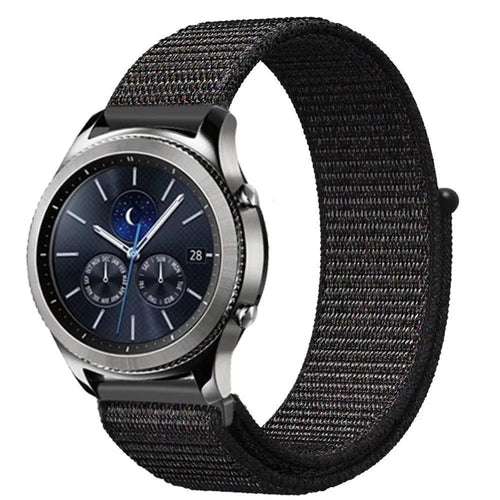 Nylon Strap, black, on a watch, 3/4 front view