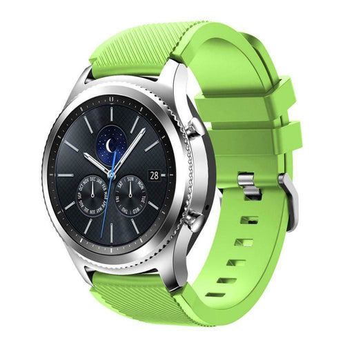 Twill Silicone Strap, light green, on a watch, 3/4 front view