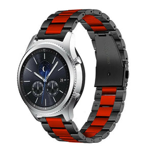 Steel Strap, black/red, on a watch, 3/4 front view