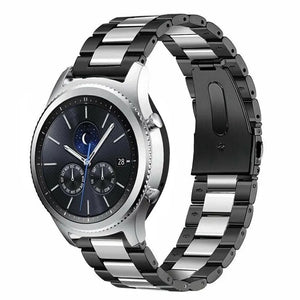 Steel Strap, black/silver, on a watch, 3/4 front view