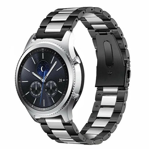 Steel Strap, black/silver, on a watch, 3/4 front view