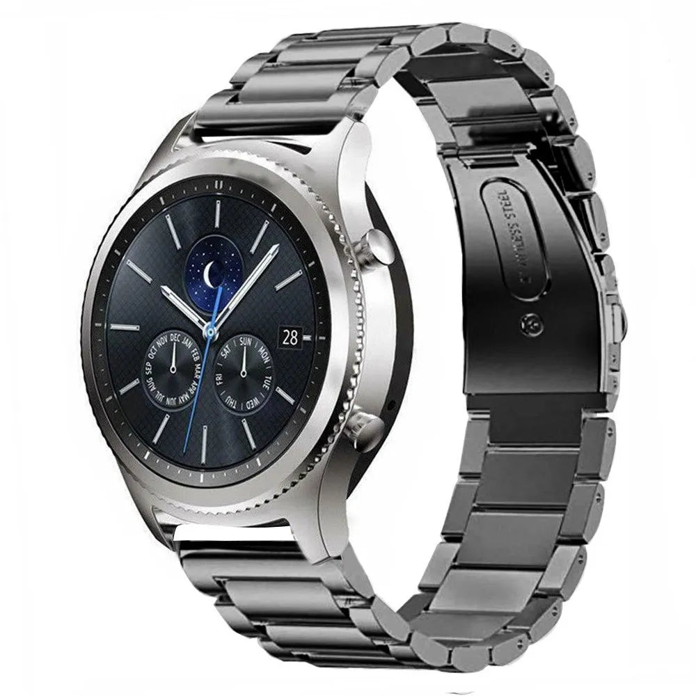 Titanium Strap, graphite, on a watch, 3/4 front view