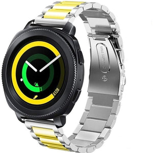 Steel Strap, silver/gold, on a watch, 3/4 front view