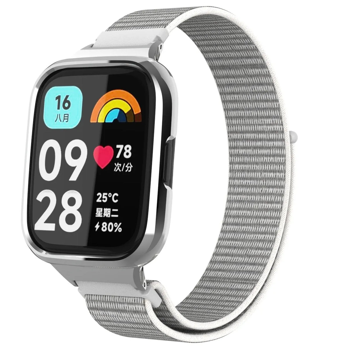 Nylon Strap, seashell, on a watch, 3/4 front view