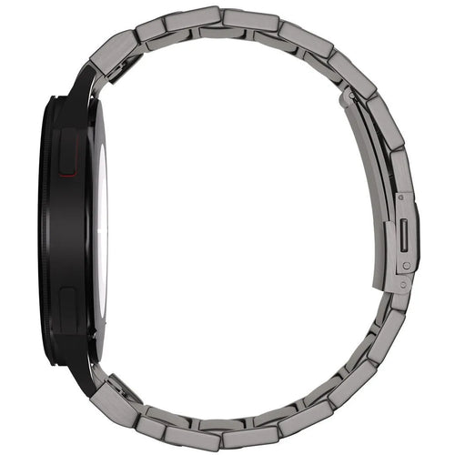 Titanium Strap 'One Push', graphite, on a watch, 3/4 front view