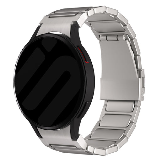 Titanium Strap 'One Push', on a watch, 3/4 front view
