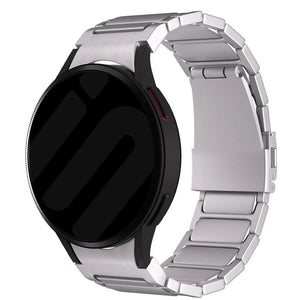 Titanium Strap 'One Push', silver, on a watch, 3/4 front view