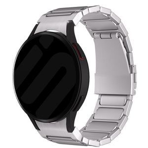 Titanium Strap 'One Push', silver, on a watch, 3/4 front view