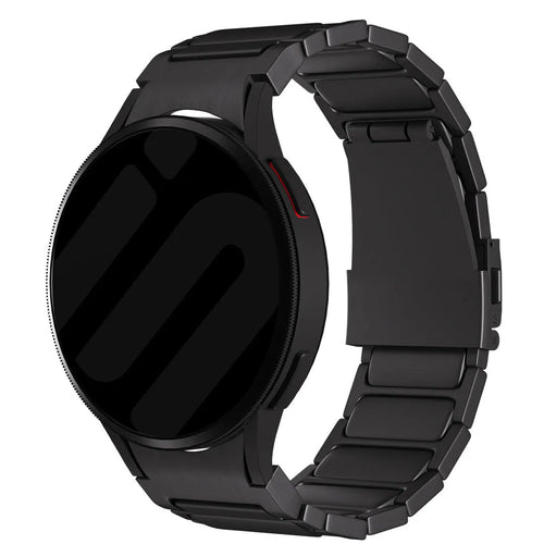 Titanium Strap 'One Push', black, on a watch, 3/4 front view