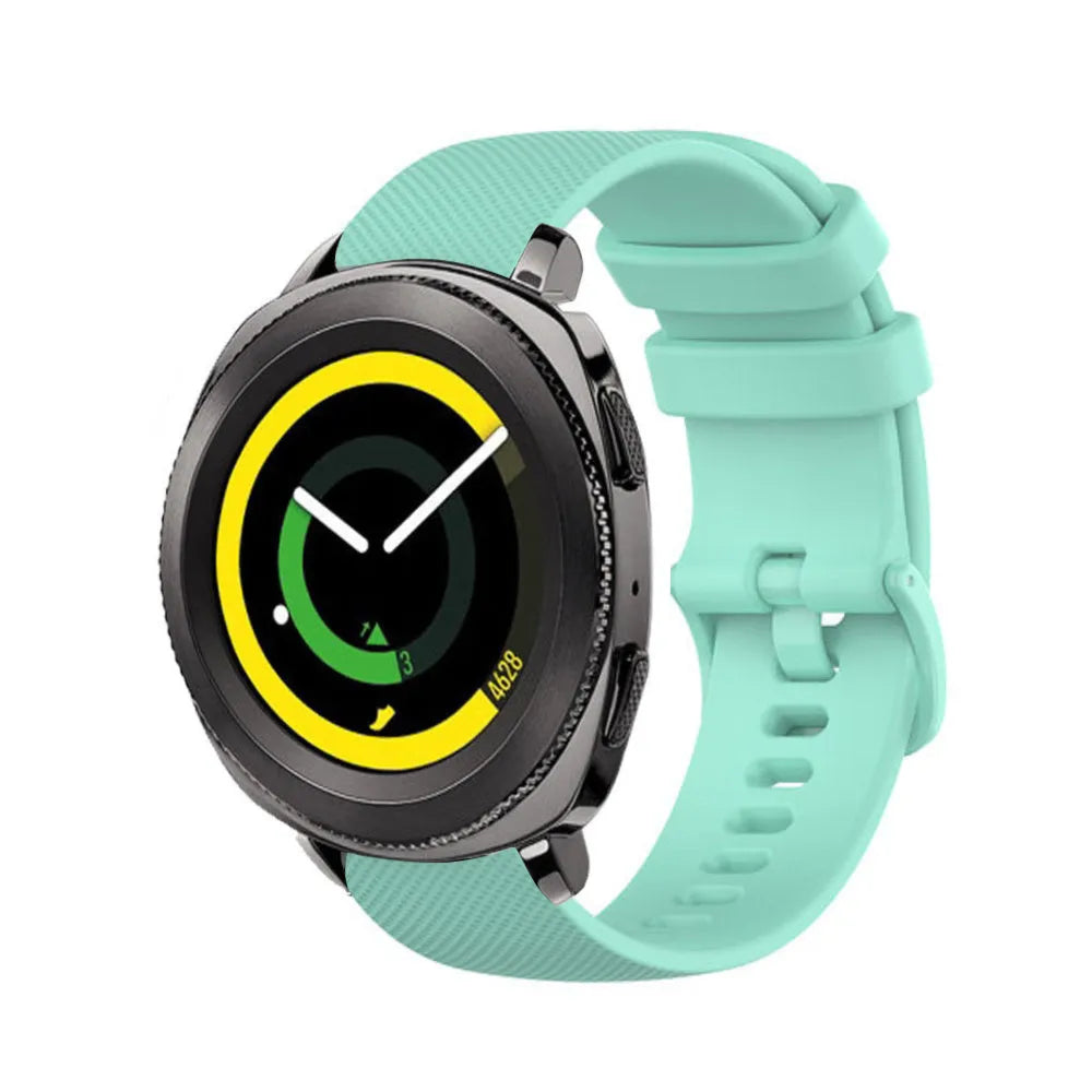 Premium Silicone Strap, aqua, on a watch, 3/4 front view