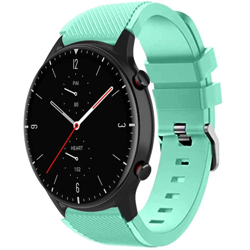 Twill Silicone Strap, aqua, on a watch, 3/4 front view