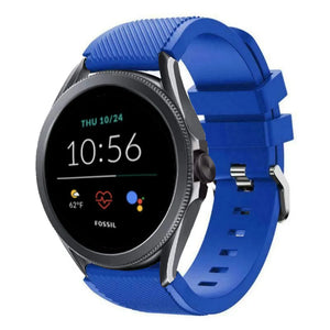 Twill Silicone Strap, blue, on a watch, 3/4 front view