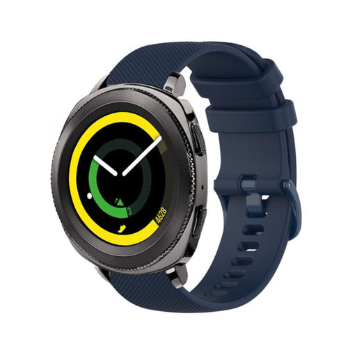 Premium Silicone Strap, dark blue, on a watch, 3/4 front view