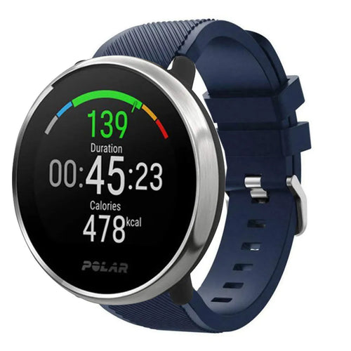 Twill Silicone Strap, dark blue, on a watch, 3/4 front view