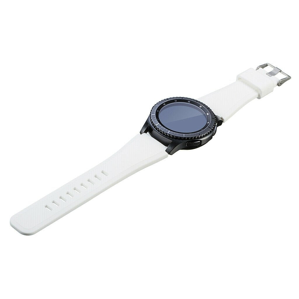 Twill Silicone Strap, white, on a watch, 3/4 front view