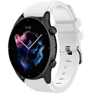 Twill Silicone Strap, white, on a watch, 3/4 front view