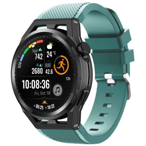 Twill Silicone Strap, viridian, on a watch, 3/4 front view