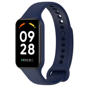Silicone Strap, dark blue, on a watch, 3/4 front view